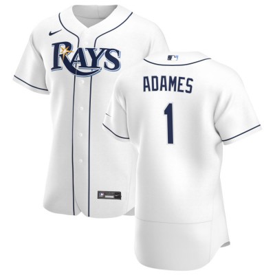 Tampa Bay Rays #1 Willy Adames Men's Nike White Home 2020 Authentic Player MLB Jersey